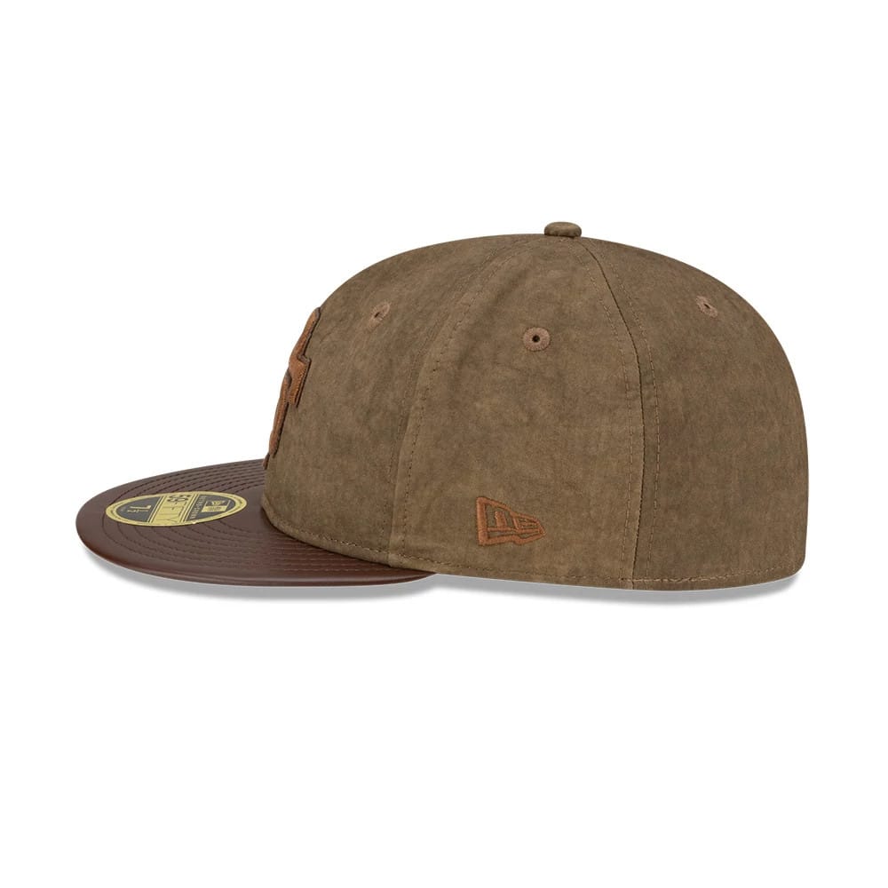Pictured is this MLB Utility Linen San Francisco Giants Retro Crown 59FIFTY Fitted cap in open brown. 6