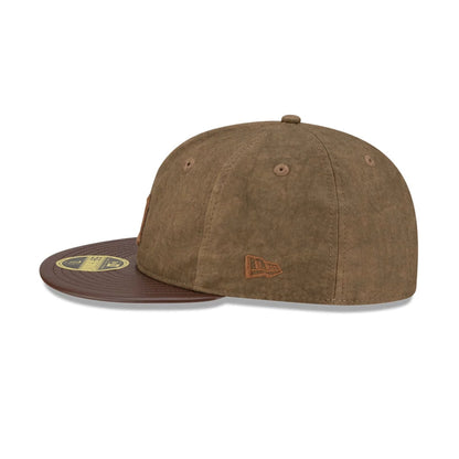 Pictured is this MLB Utility Linen Detroit Tigers Retro Crown 59FIFTY Fitted cap in open brown. 6