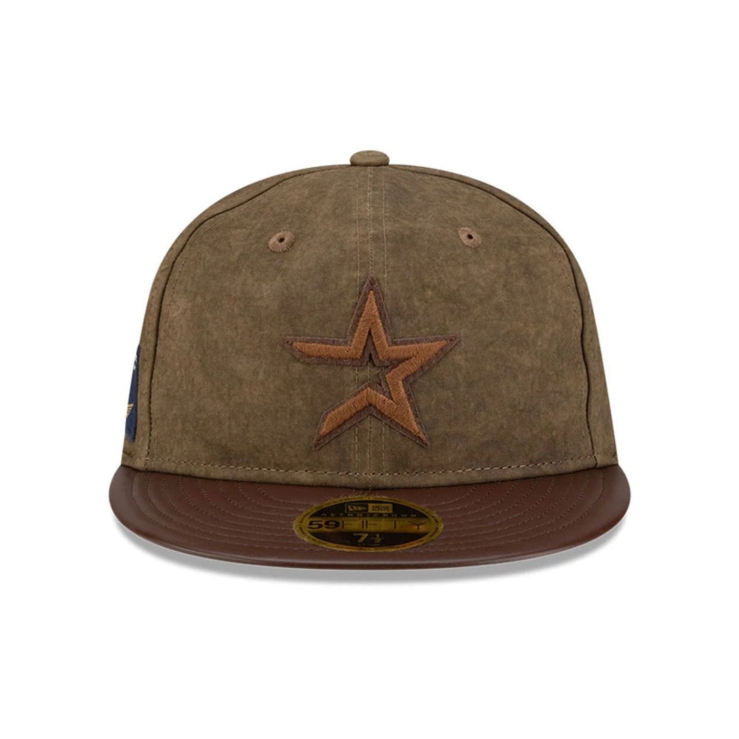Pictured is this MLB Utility Linen Houston Astros Retro Crown 59FIFTY Fitted cap in open brown. 3