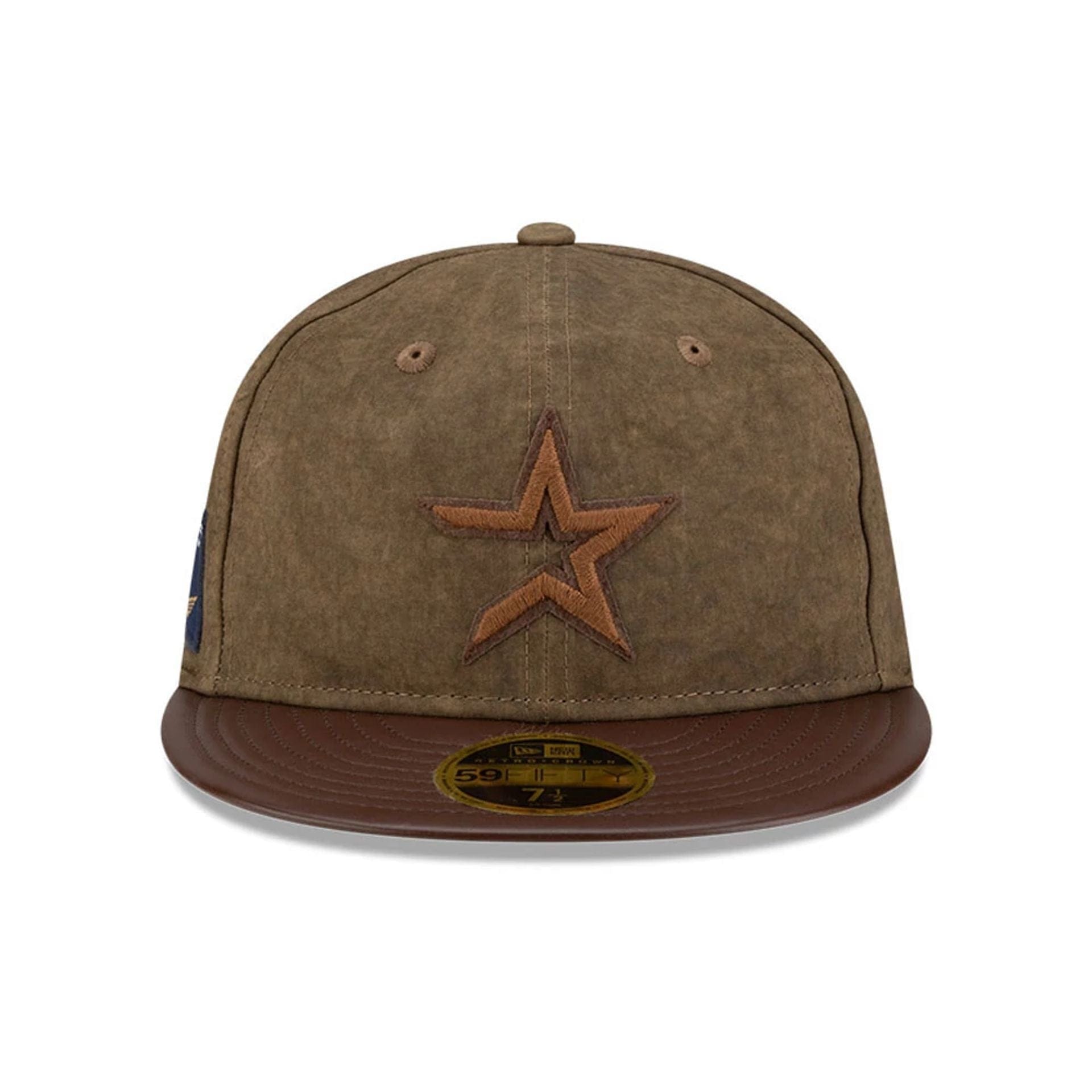 Pictured is this MLB Utility Linen Houston Astros Retro Crown 59FIFTY Fitted cap in open brown. 3
