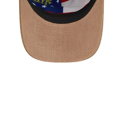 Pictured is this MLB Utility Linen Atlanta Braves 9TWENTY A-Frame cap in open brown. 7