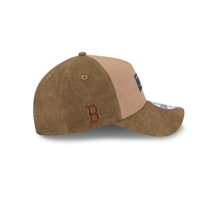 Pictured is this MLB Utility Linen Boston Red Sox 9TWENTY A-Frame cap in open brown. 5