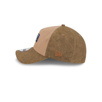 Pictured is this MLB Utility Linen New York Yankees 9TWENTY A-Frame cap in open brown. 5