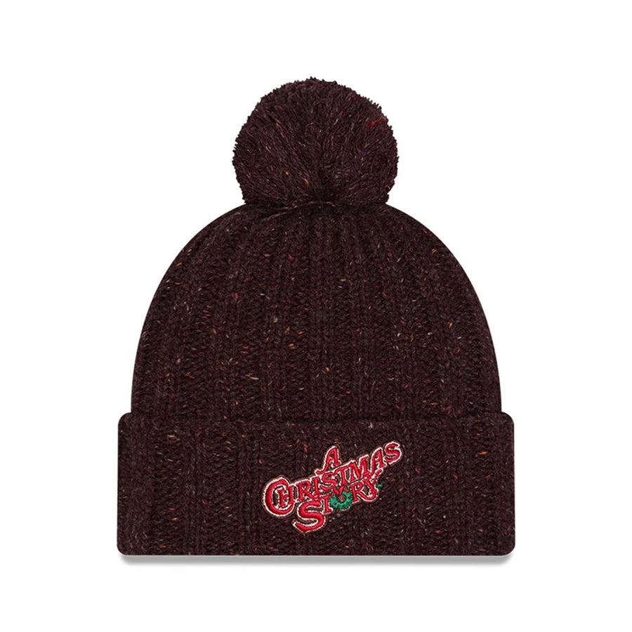 Pictured is this A Christmas Story Cuff knit Beanie hat in open brown. 1