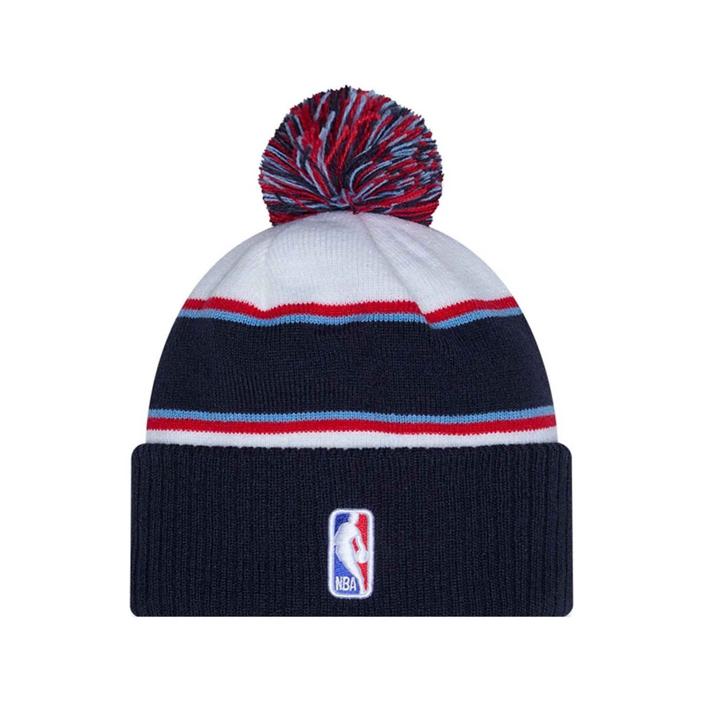 Pictured is this NBA All Star Game 2026 Logo Bobble Knit Beanie hat in white. 2