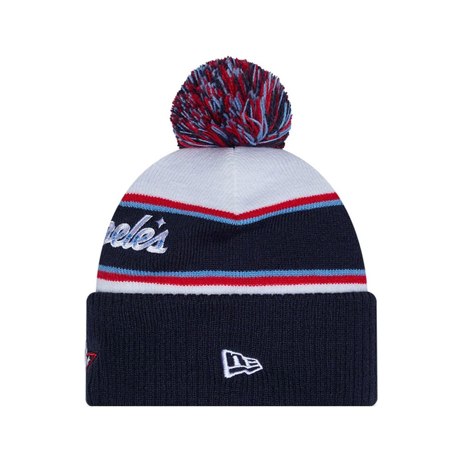 Pictured is this NBA All Star Game 2026 Logo Bobble Knit Beanie hat in white. 3