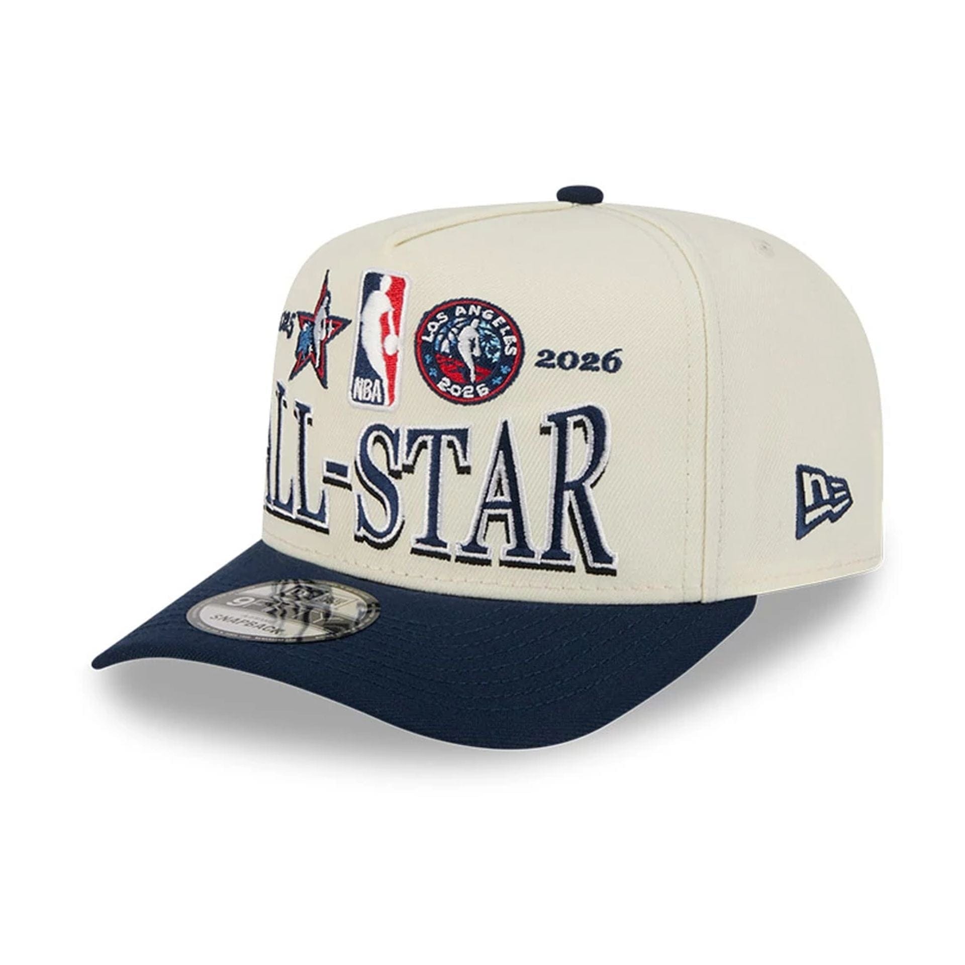 Pictured is this NBA All Star Game 2026 9FIFTY A-Frame Snapback cap in White. 1