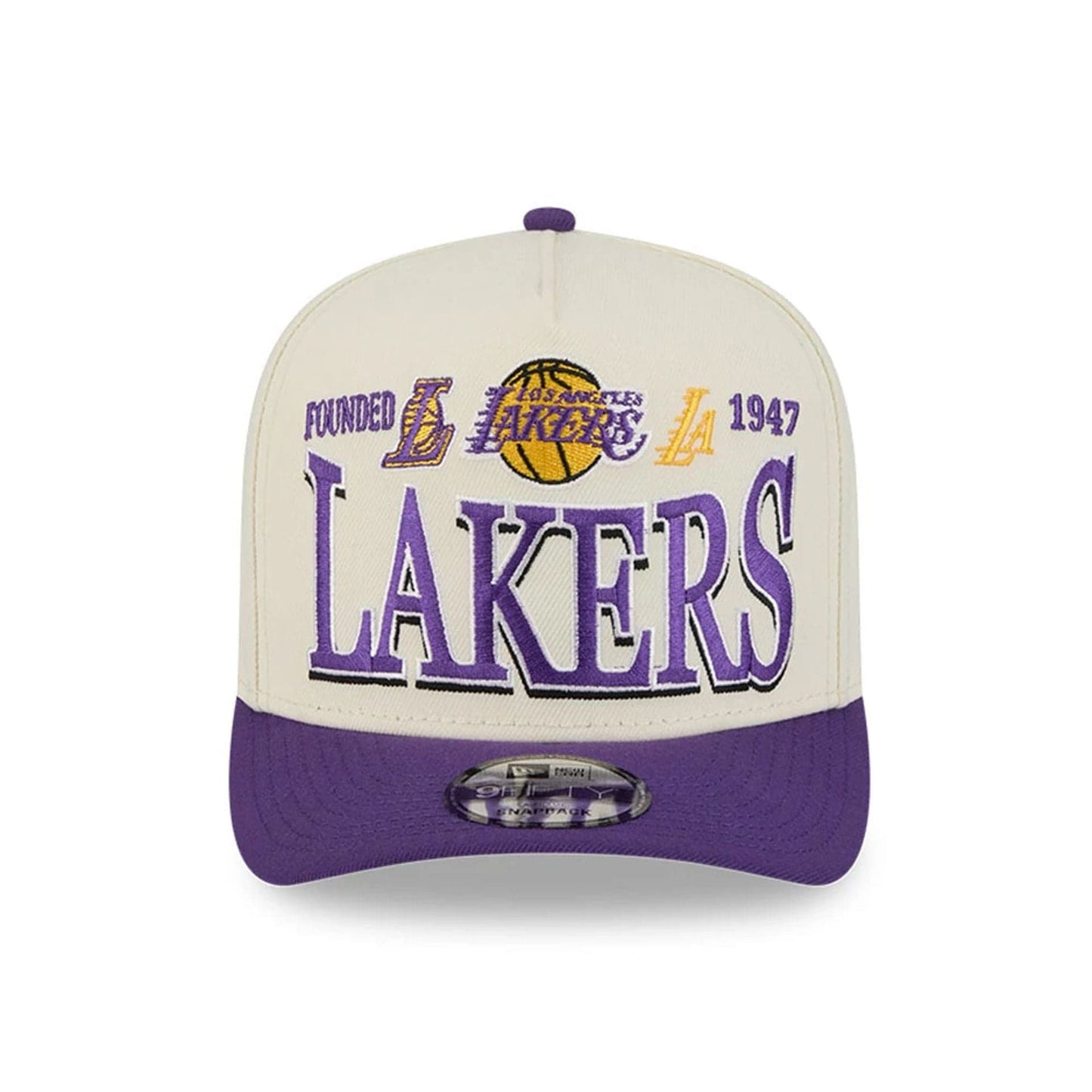 Pictured is this NBA All Star Game 2026 LA Lakers 9FIFTY A-Frame Snapback cap in White. 3