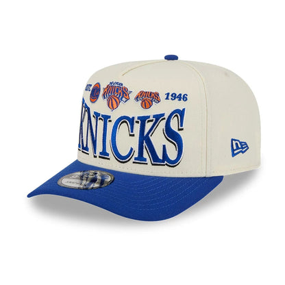 Pictured is this NBA All Star Game 2026 New York Knicks 9FIFTY A-Frame Snapback cap in White. 1