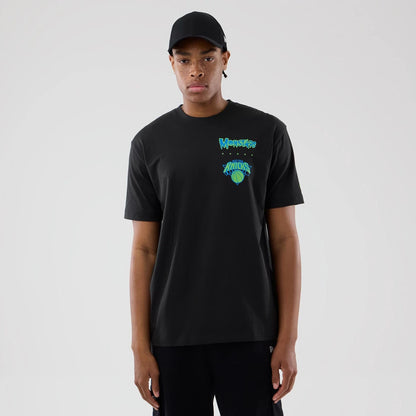The model is wearing this Space Jam 2 X NBA New York Knicks T-Shirt in black. 1