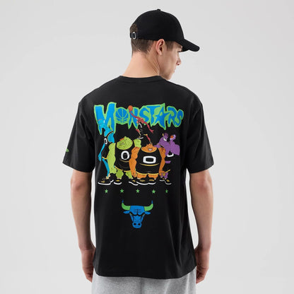 The model is wearing this Space Jam 2 X NBA Chicago Bulls T-Shirt in black. 2