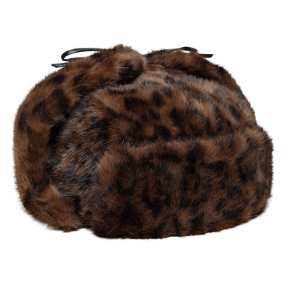 Pictured is this New Era Leopard Trapper hat in Brown. 4