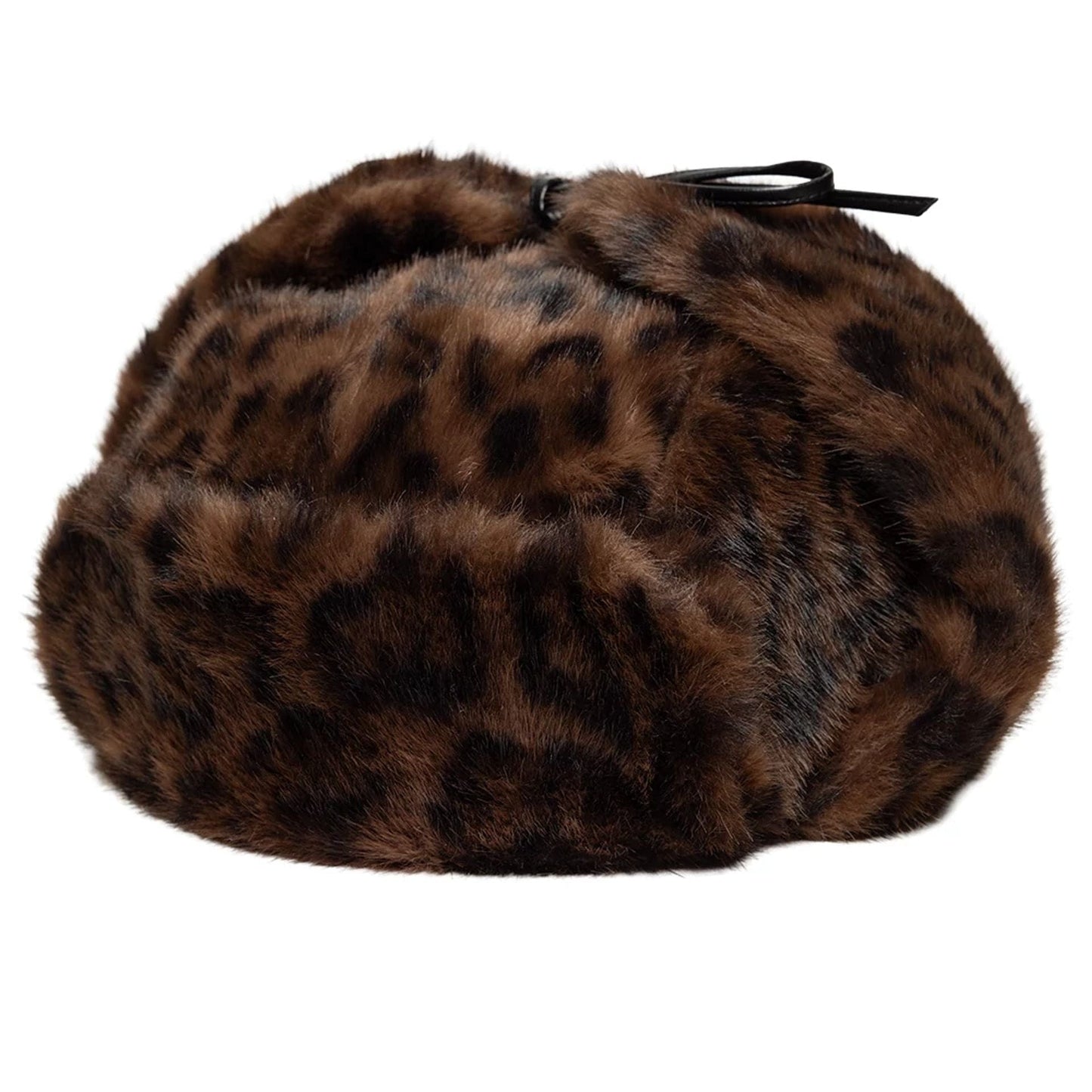 Pictured is this New Era Leopard Trapper hat in Brown. 1