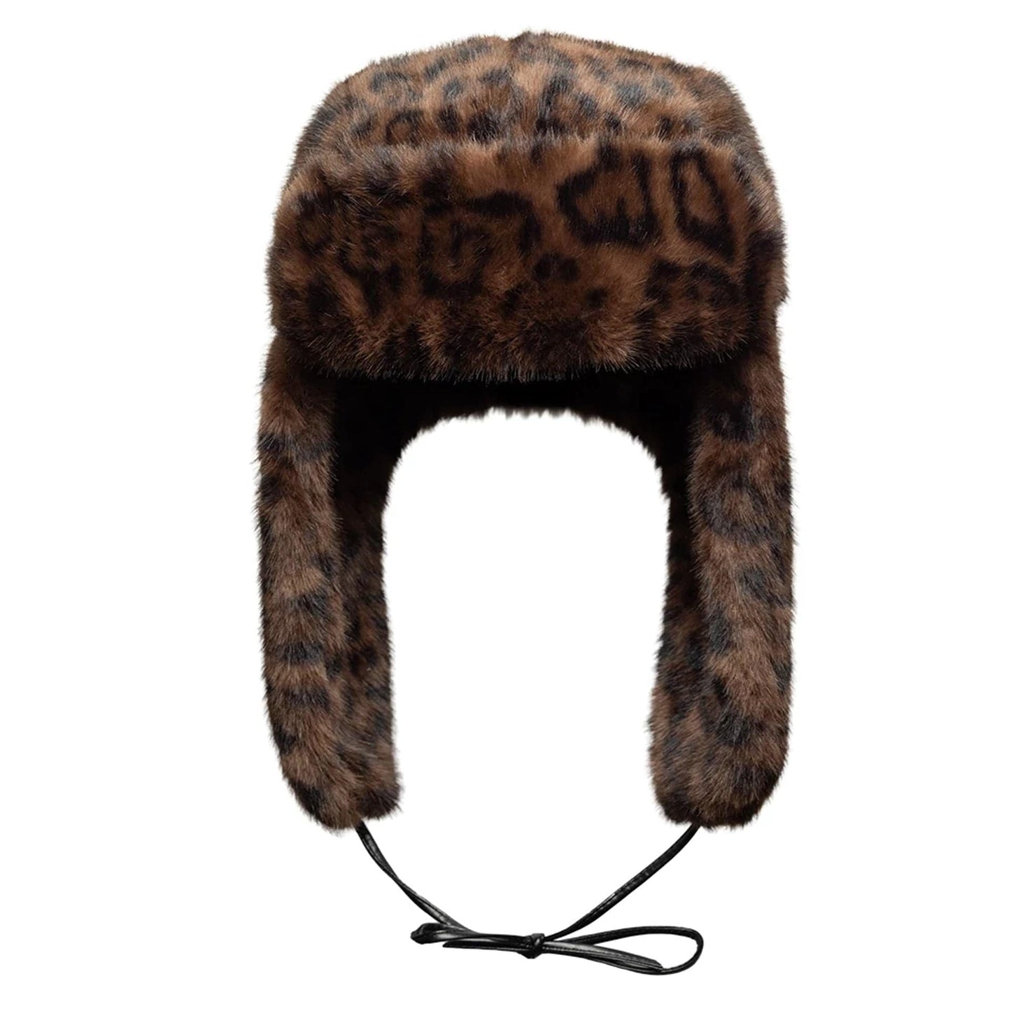 Pictured is this New Era Leopard Trapper hat in Brown. 7
