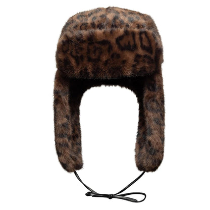 Pictured is this New Era Leopard Trapper hat in Brown. 7