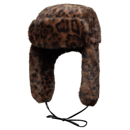 Pictured is this New Era Leopard Trapper hat in Brown. 2