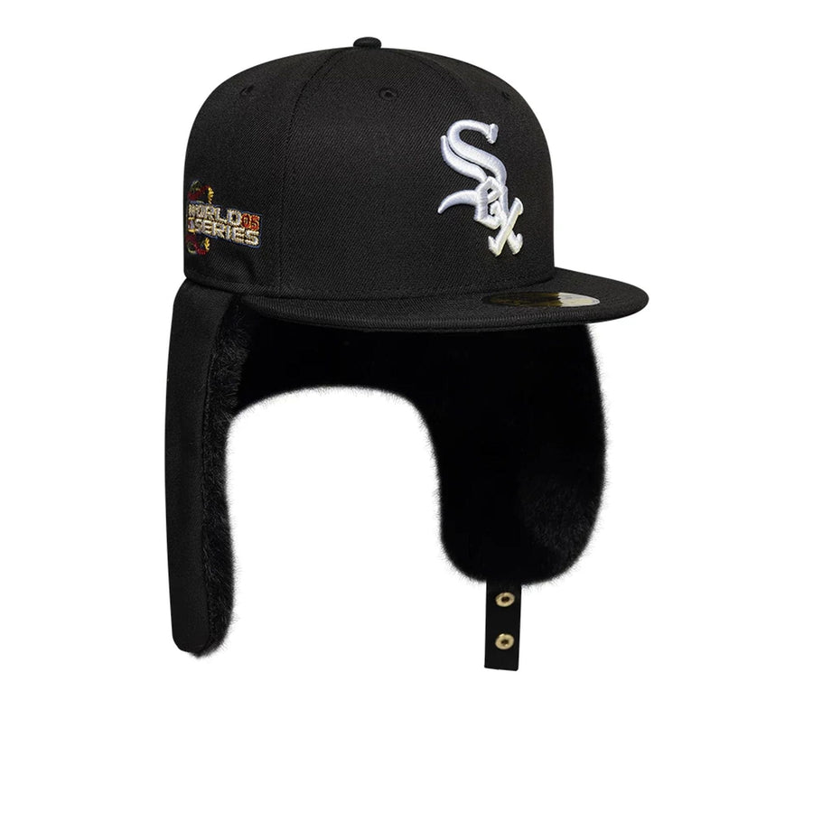 Pictured is this MLB World Series Chicago White Sox Dogear 59FIFTY Fitted cap in black. 2