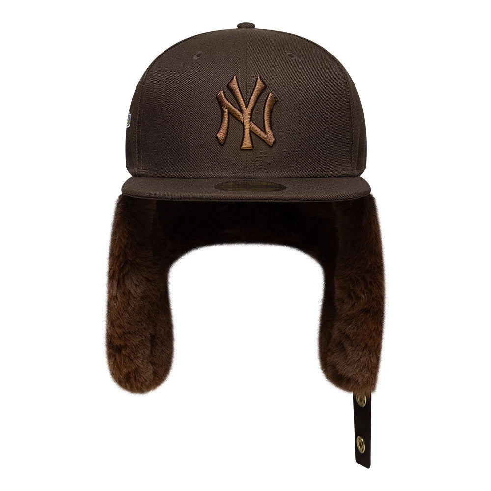Pictured is this MLB World Series New York Yankees Dogear 59FIFTY Fitted cap in dark brown. 8