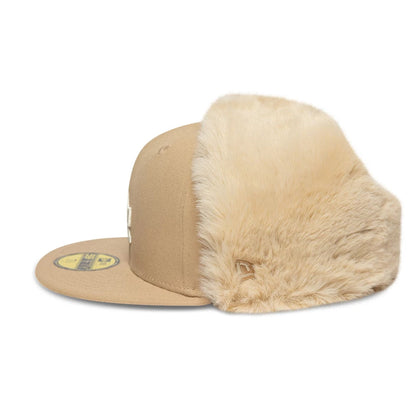 Pictured is this MLB World Series LA Dodgers Dogear 59FIFTY Fitted cap in light beige. 9