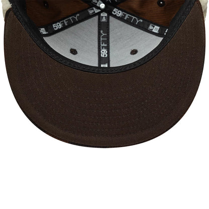 Pictured is this New Era Cord Downflap 59FIFTY Fitted cap in dark brown. 11