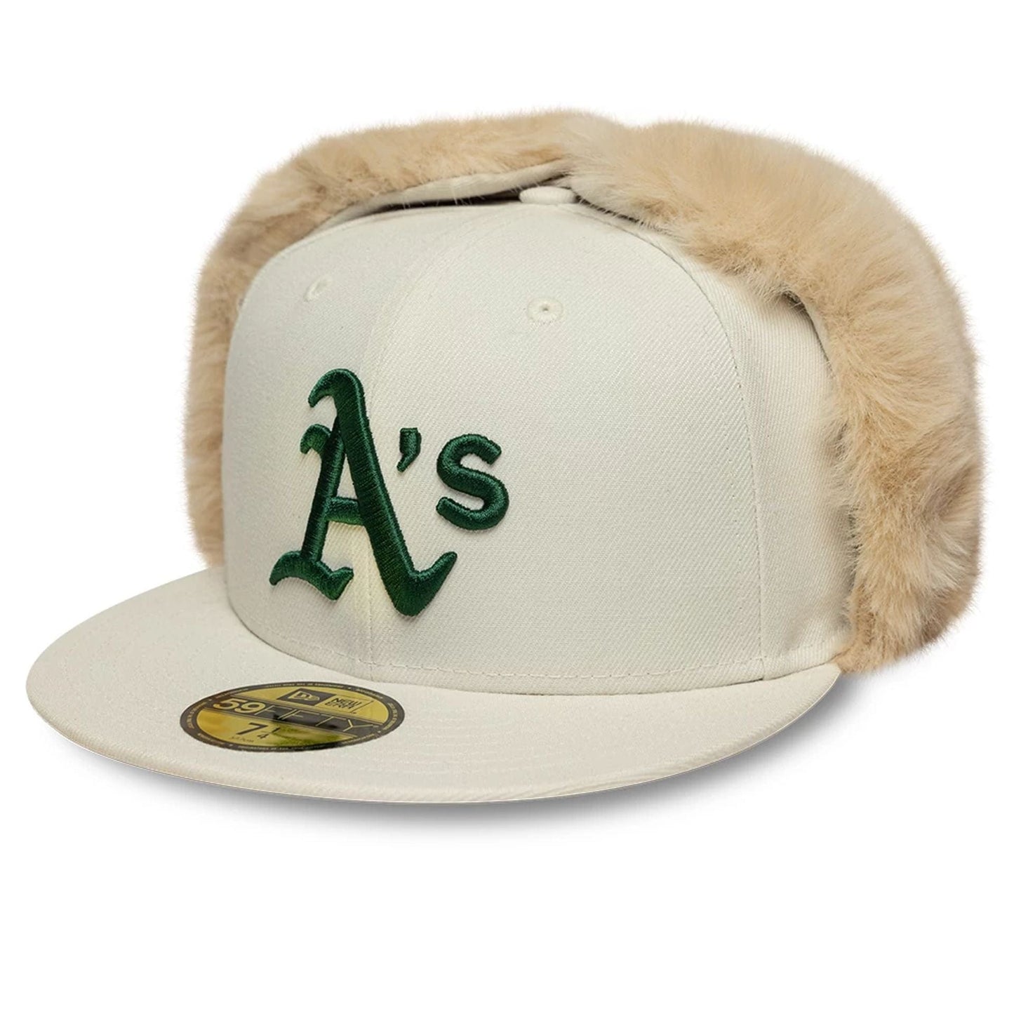 Pictured is this MLB World Series Oakland Athletics Dogear 59FIFTY Fitted cap in cream. 4