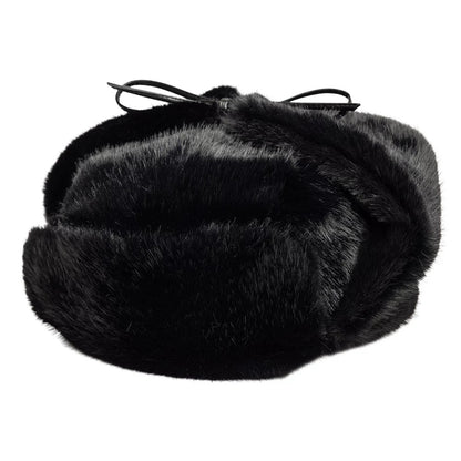 Pictured is this New Era Faux Fur Trapper hat in black. 1