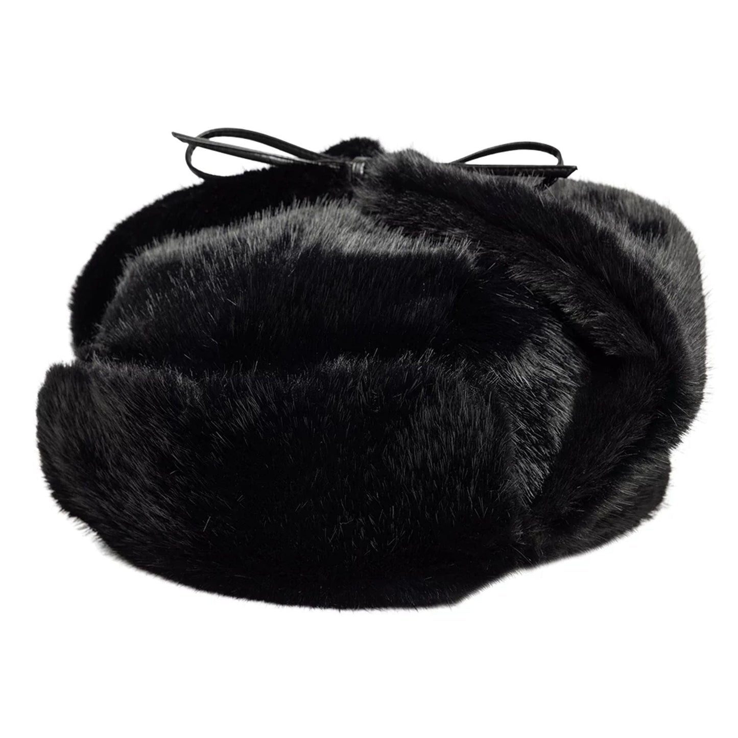 Pictured is this New Era Faux Fur Trapper hat in black. 1