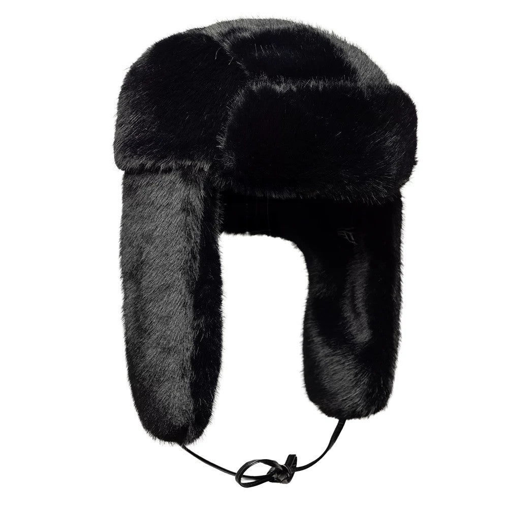 Pictured is this New Era Faux Fur Trapper hat in black. 8