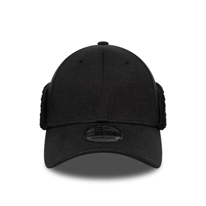 Pictured in this New Era Black 39THIRTY Downflap Stretch Fit Cap 3