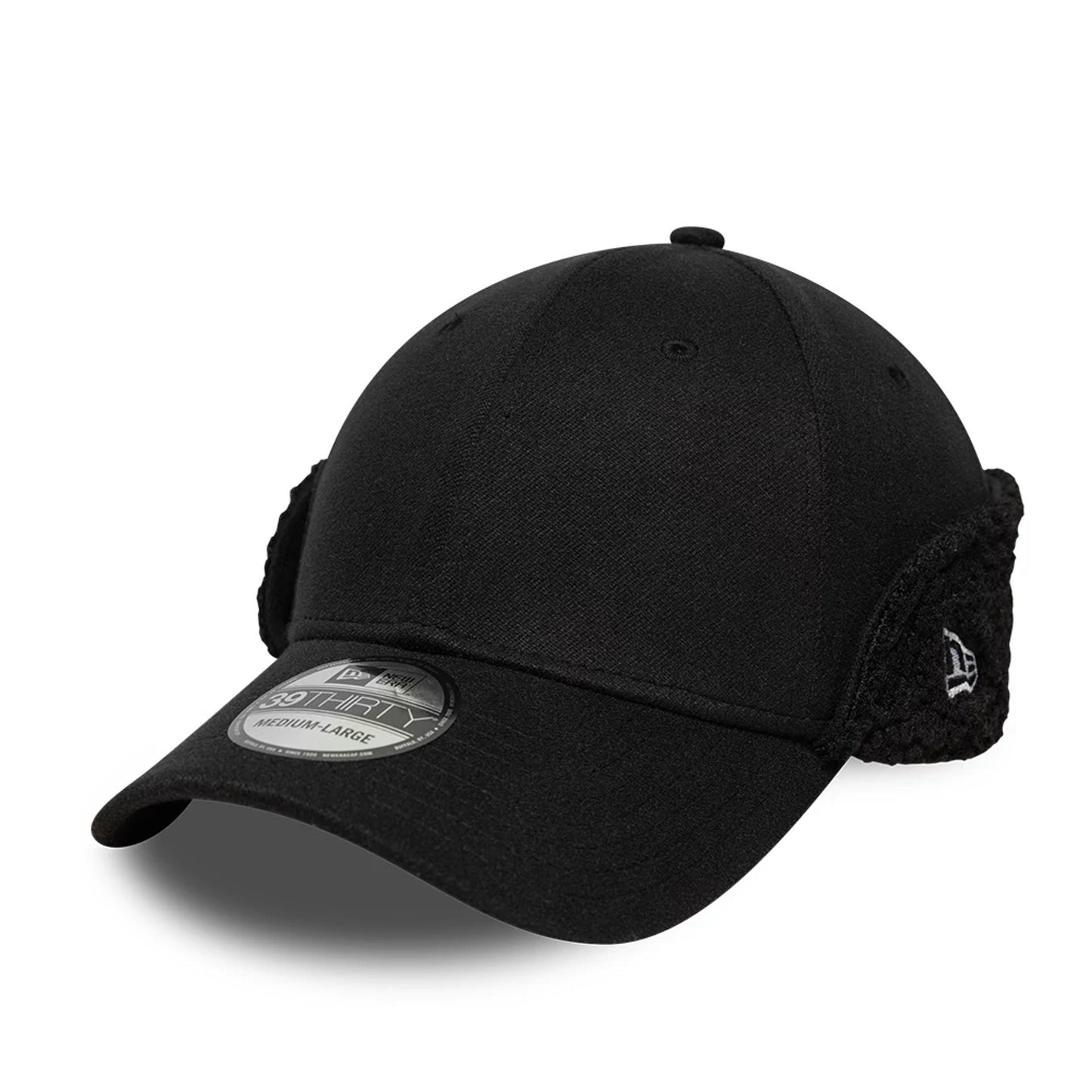 Pictured in this New Era Black 39THIRTY Downflap Stretch Fit Cap 1
