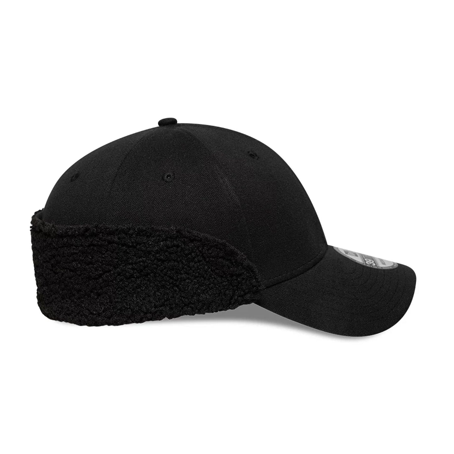 Pictured in this New Era Black 39THIRTY Downflap Stretch Fit Cap 6