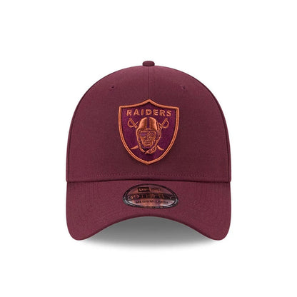 Pictured is this NFL Frosted Rust Las Vegas Raiders 39THIRTY Stretch Fit cap in dark red. 3