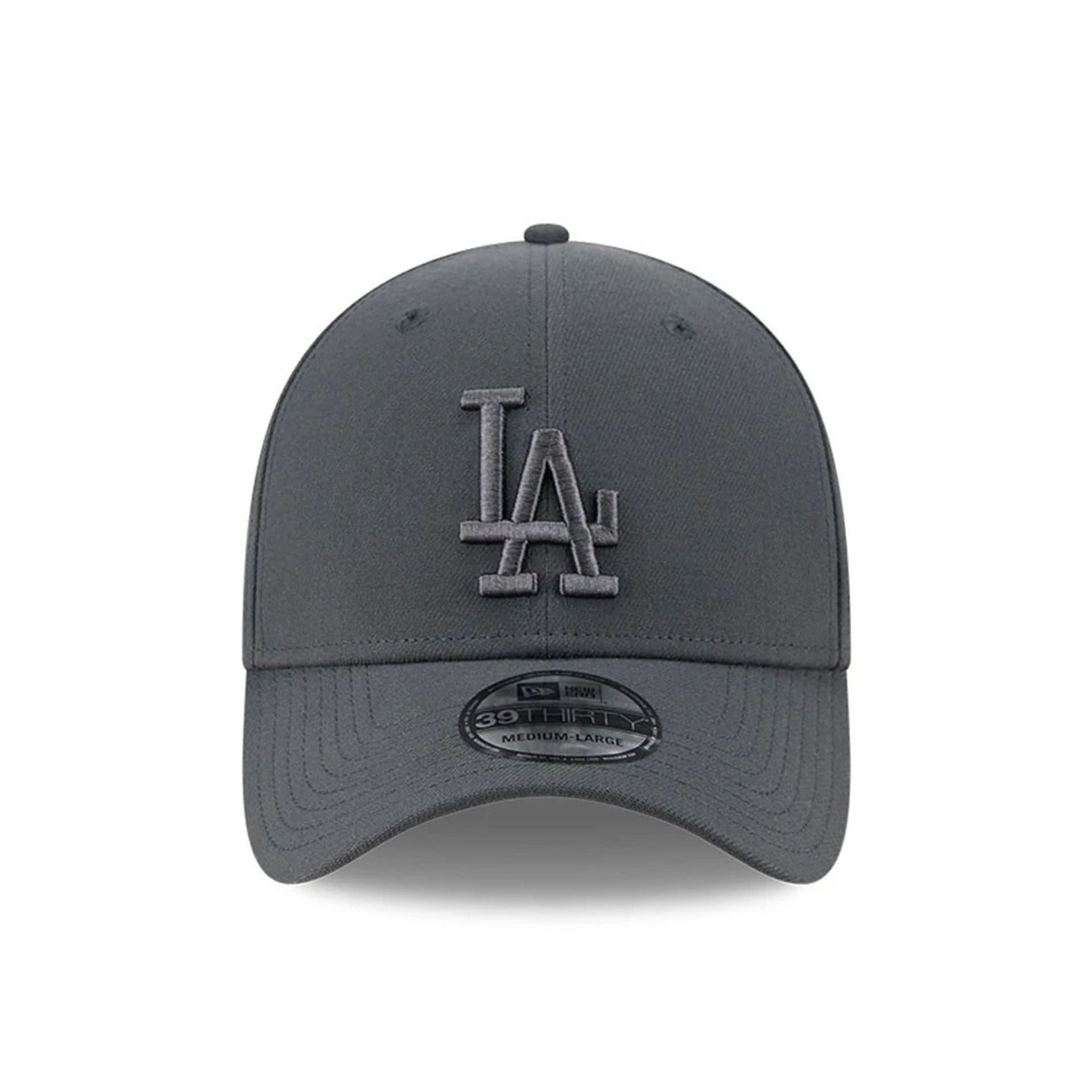Pictured is this MLB Steel LA Dodgers 39THIRTY Stretch Fit cap in charcoal. 2