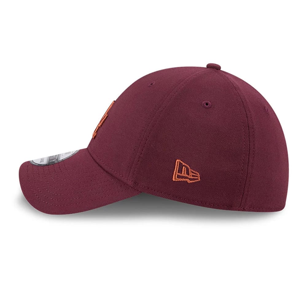 Pictured is this MLB Frosted Rust LA Dodgers 39THIRTY Stretch Fit cap in dark red. 5