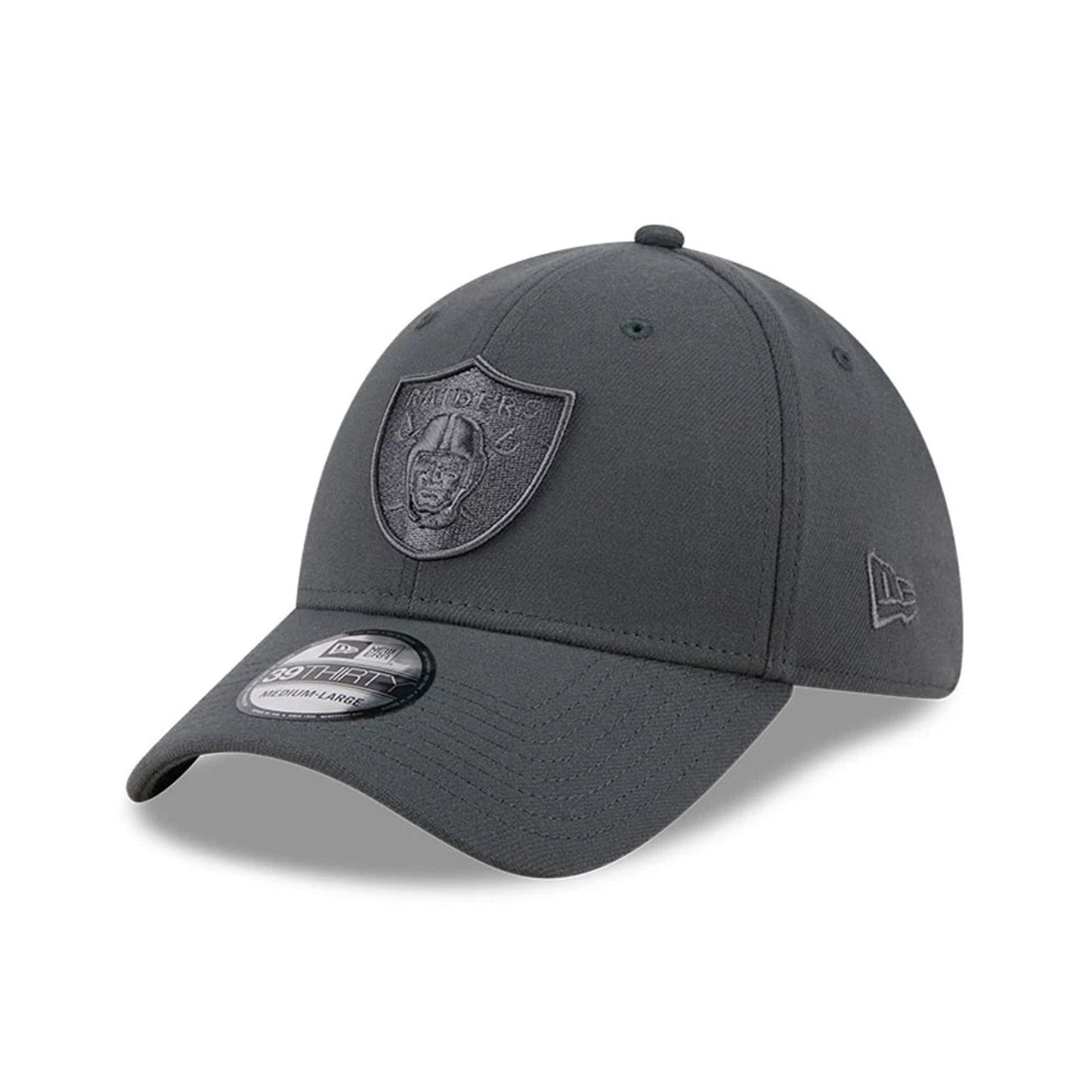 Pictured is this NFL Steel Las Vegas Raiders 39THIRTY Stretch Fit cap in charcoal. 1