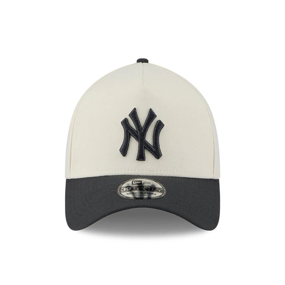Pictured is this MLB Chrome New York Yankees 39THIRTY A-Frame Stretch Fit cap in cream. 4