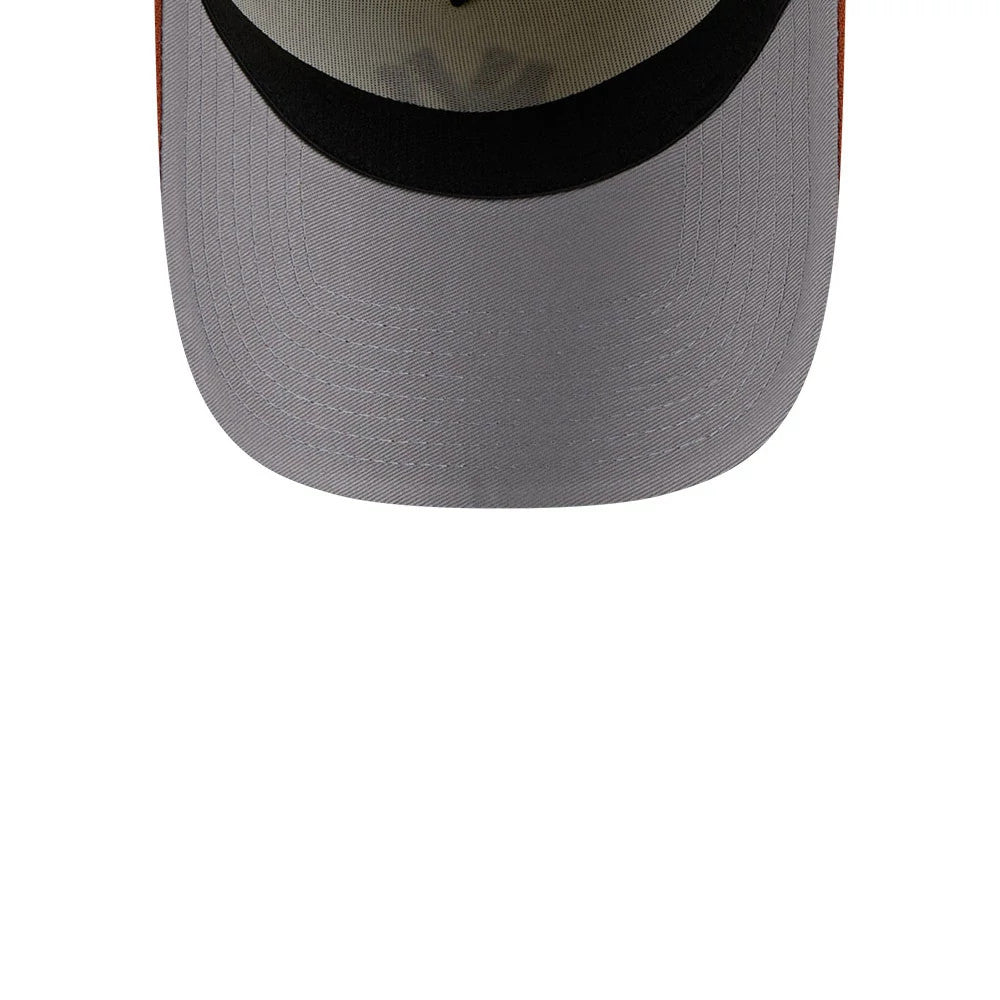 Pictured is this MLB Chrome New York Yankees 39THIRTY A-Frame Stretch Fit cap in burnt orange. 2