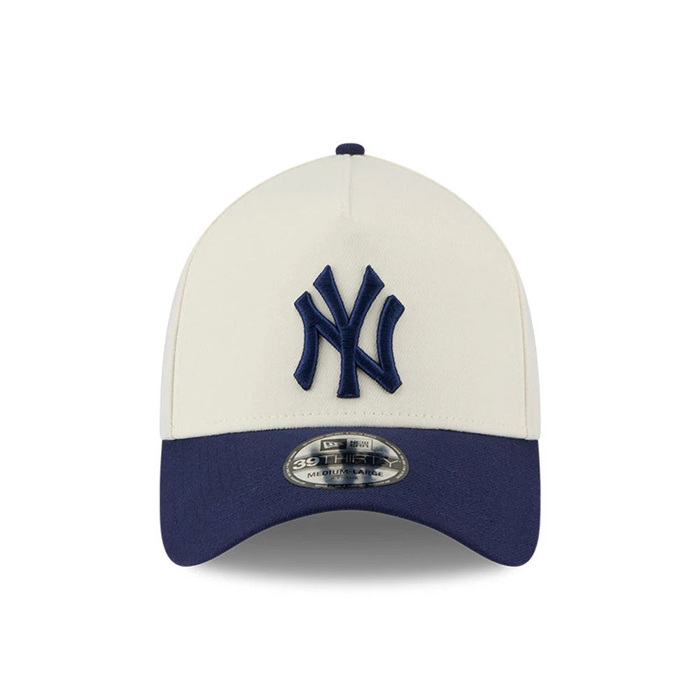 Pictured is this MLB Chrome New York Yankees 39THIRTY A-Frame Stretch Fit cap in cream. 4
