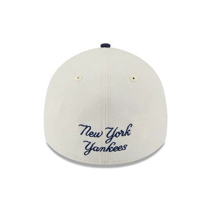 Pictured is this MLB Chrome New York Yankees 39THIRTY A-Frame Stretch Fit cap in cream. 3