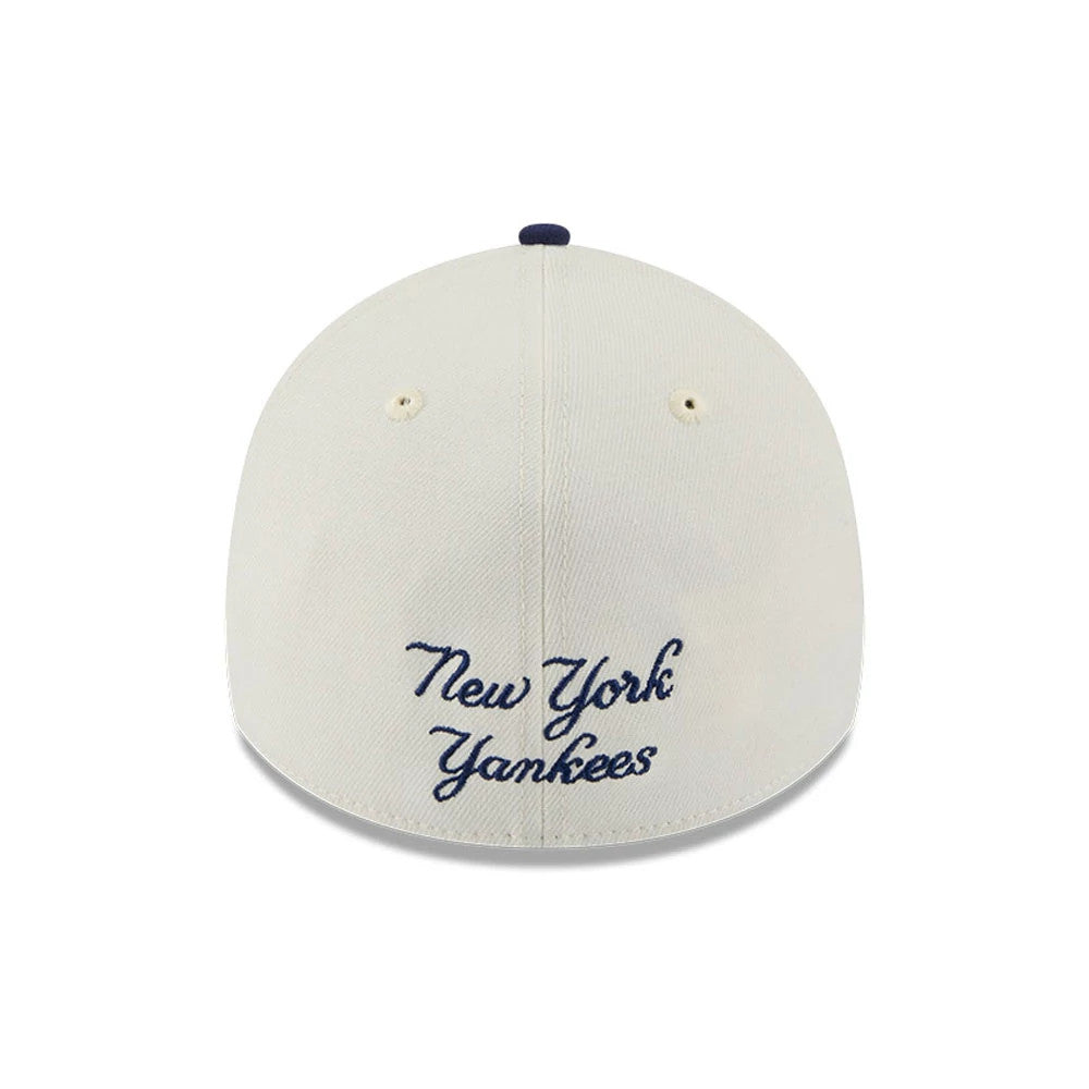 Pictured is this MLB Chrome New York Yankees 39THIRTY A-Frame Stretch Fit cap in cream. 3