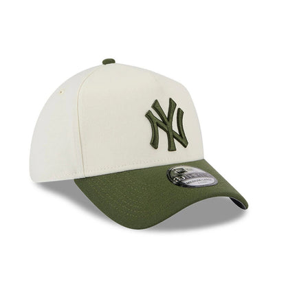 Pictured is this MLB Chrome New York Yankees 39THIRTY A-Frame Stretch Fit cap in cream. 5