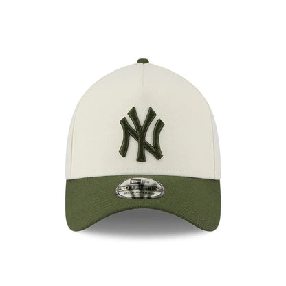 Pictured is this MLB Chrome New York Yankees 39THIRTY A-Frame Stretch Fit cap in cream. 4