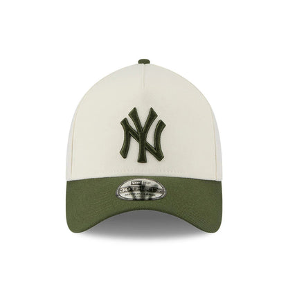 Pictured is this MLB Chrome New York Yankees 39THIRTY A-Frame Stretch Fit cap in cream. 4