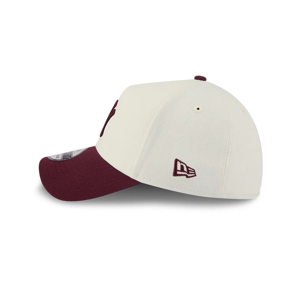 Pictured is this MLB Chrome New York Yankees 39THIRTY A-Frame Stretch Fit cap in Dark Red. 6