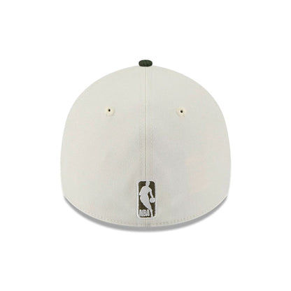 Pictured is this NBA Camo Visor LA Lakers 39THIRTY A-Frame Stretch Fit cap in Cream. 7