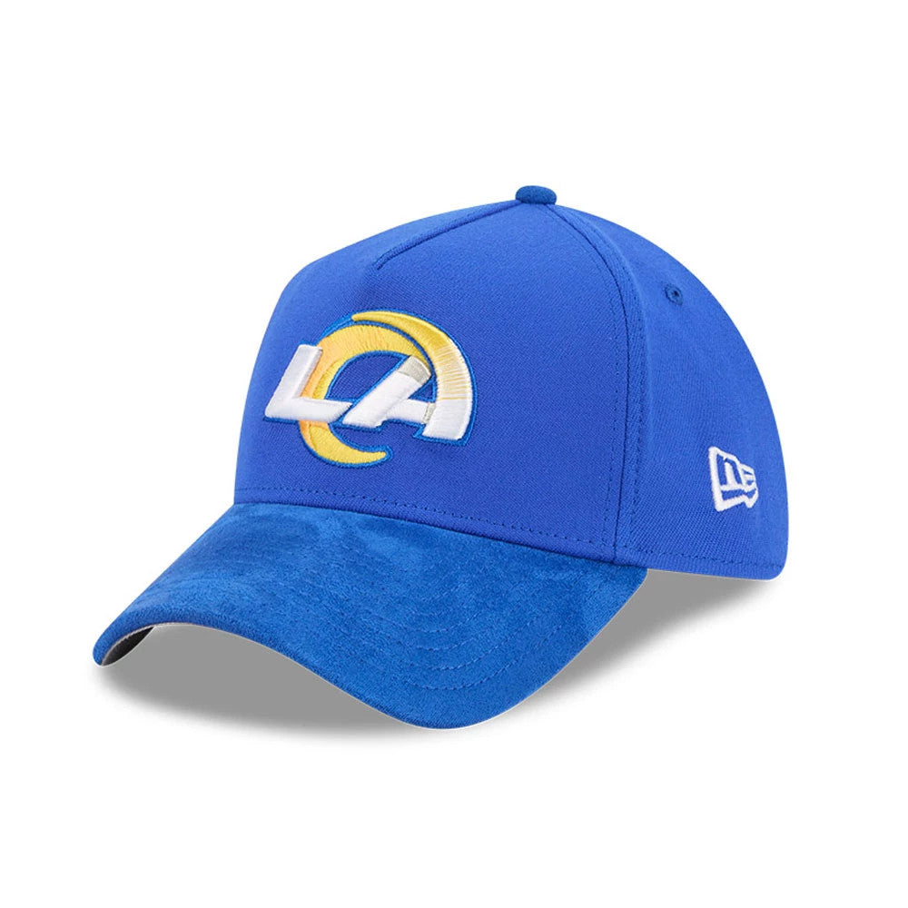 Pictured is this NFL Suede LA Rams 39THIRTY A-Frame Stretch Fit cap in Blue. 1