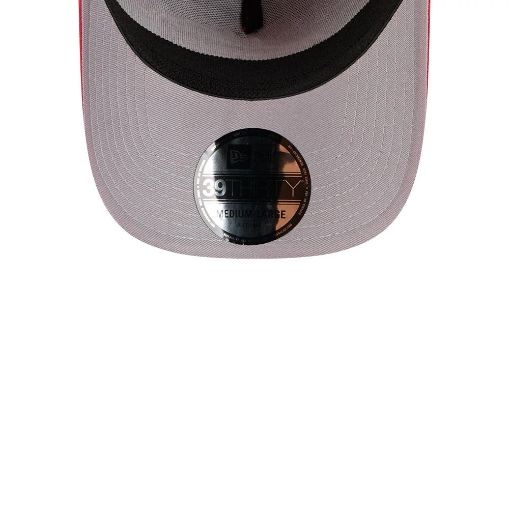 Pictured is this NFL Suede Buffalo Bills 39THIRTY A-Frame Stretch Fit cap in Red. 2