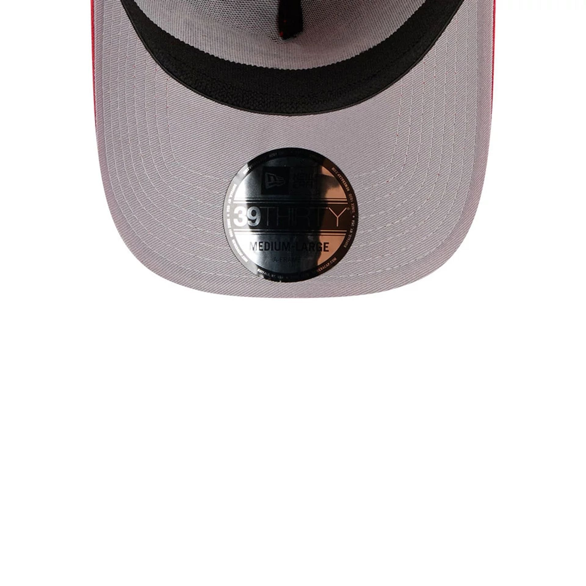 Pictured is this NFL Suede Buffalo Bills 39THIRTY A-Frame Stretch Fit cap in Red. 2