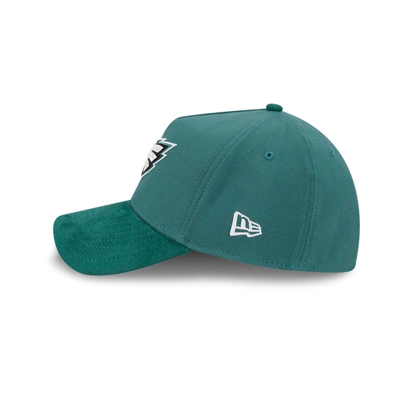Pictured is this NFL Suede Philadelphia Eagles 39THIRTY A-Frame Stretch Fit cap in Dark Green. 5