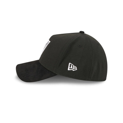 Pictured is this NFL Suede Las Vegas Raiders 39THIRTY A-Frame Stretch Fit cap in Black. 5
